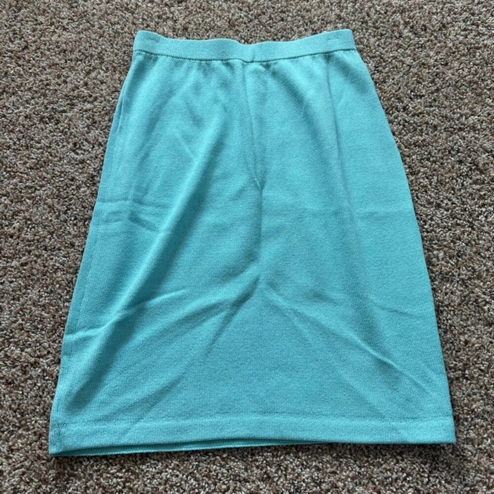St. John Evening by Marie Gray Sz 10 Aqua Straight Pencil Skirt Santana Knit